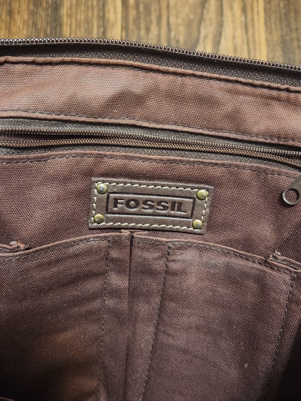 Vintage Fossil Dark Brown Leather Multi-Pocket Crossbody Organizer Bag NICE! - Picture 6 of 16
